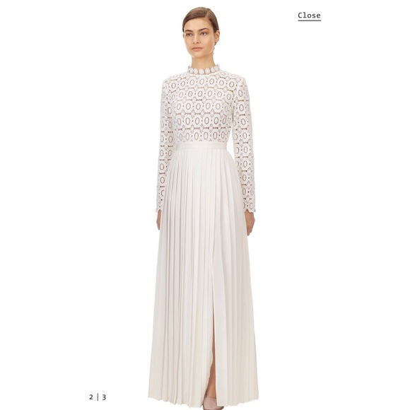 Self-portrait Pleated Crochet Floral Maxi Dress - Picture 4 of 7